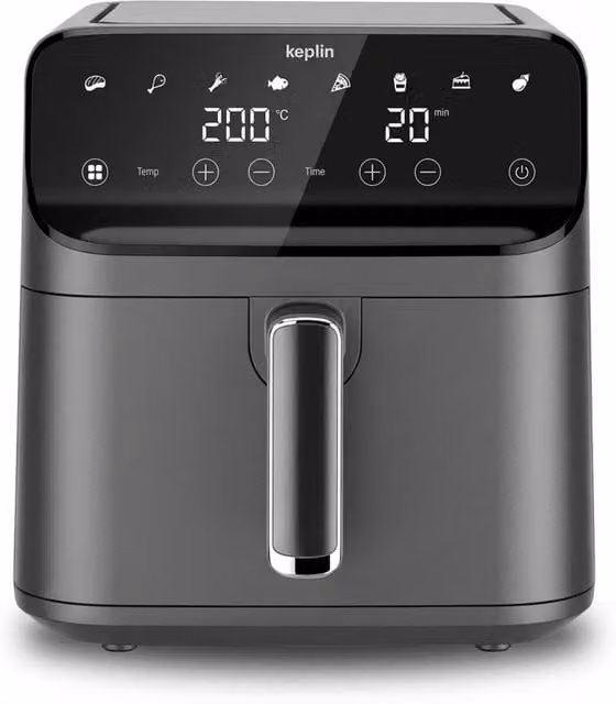 Keplin 6.3L Digital Air Fryer with Touchscreen and Timer in Black and Grey