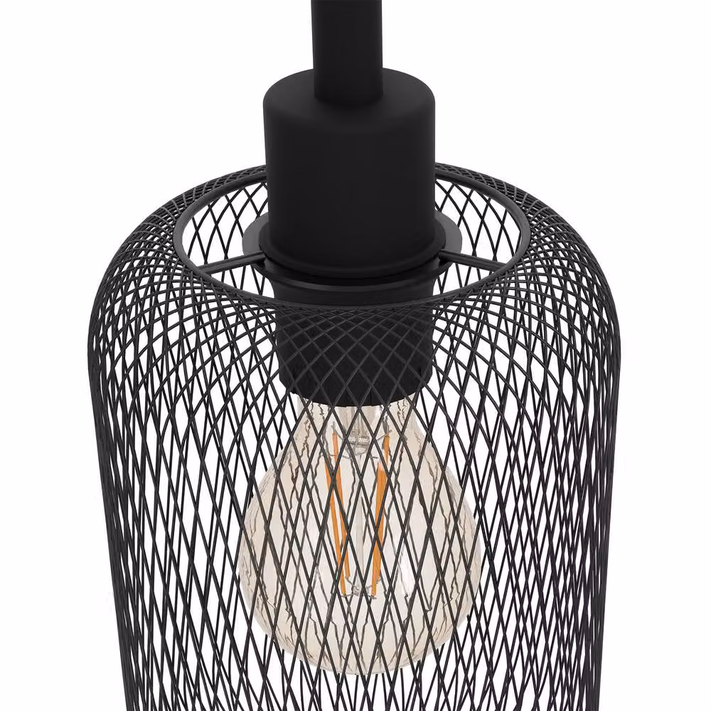 Eglo WRINGTON 3 Set Black Metal Pendant Light with E27 Bulb Socket – 3