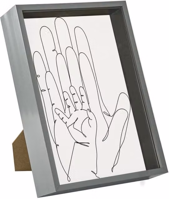 Nicola Spring Single A4 3D Deep Box Photo Frame, Grey, Rectangular