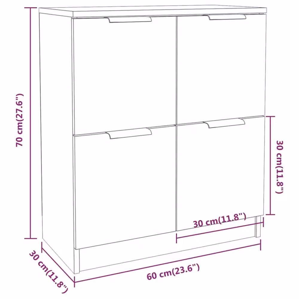 Berkfield Home Sideboard in Concrete Grey, W/D/H: 60 x 30 x 70 cm – 2