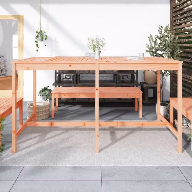 Berkfield Home Rectangular Garden Table in Light Tan Solid Wood W/D/H: 203.5 x 90 x 110 cm