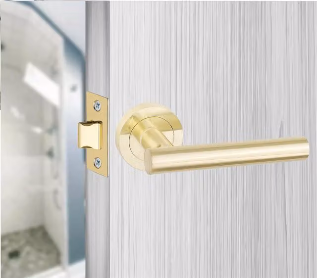 Golden Grace Brass Bathroom Door Handles in Gold