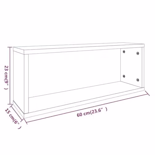vidaXL Set of 6 Wall Mounted Cube Shelves in Brown, W/D/H: 60 x 16 x 23 cm – 3