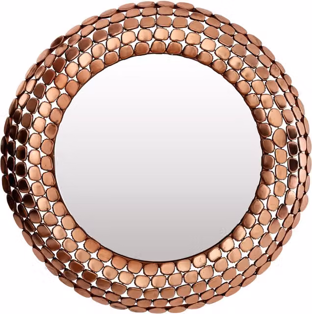Fifty Five South Faiza Gold Small Textured Round Wall Mirror in Gold