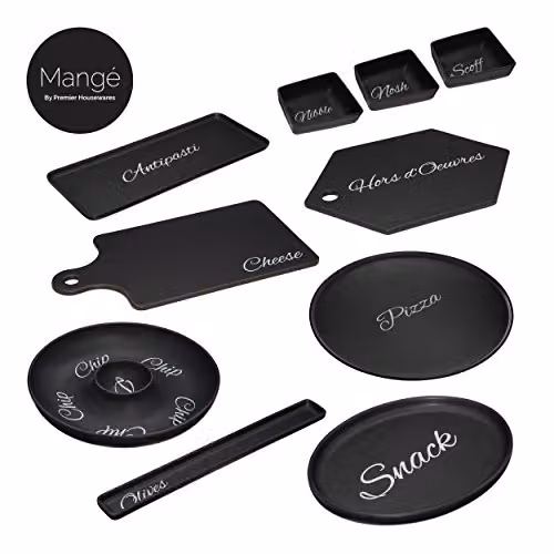 Premier Housewares Mange Rectangular Olive Dish, Black Stoneware – 2