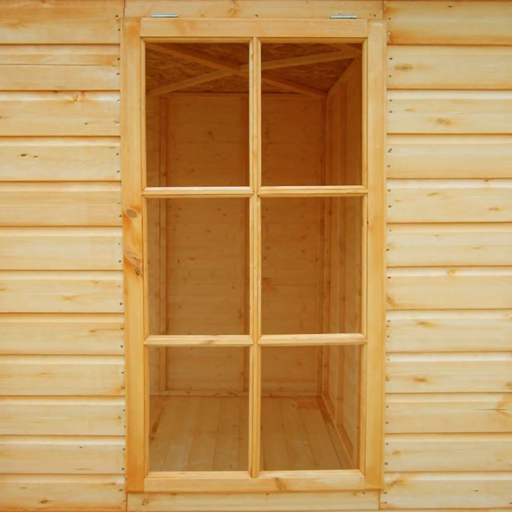 Shires Kensington Summerhouse with Double Doors and Large Opening Window, Light Brown, W: 210.4 cm, D: 204.8 cm, H: 210.4 cm – 2