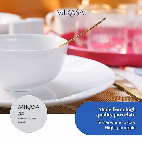 Mikasa White Porcelain Dinner Plate Set of 4, Diameter: 27 cm – 4