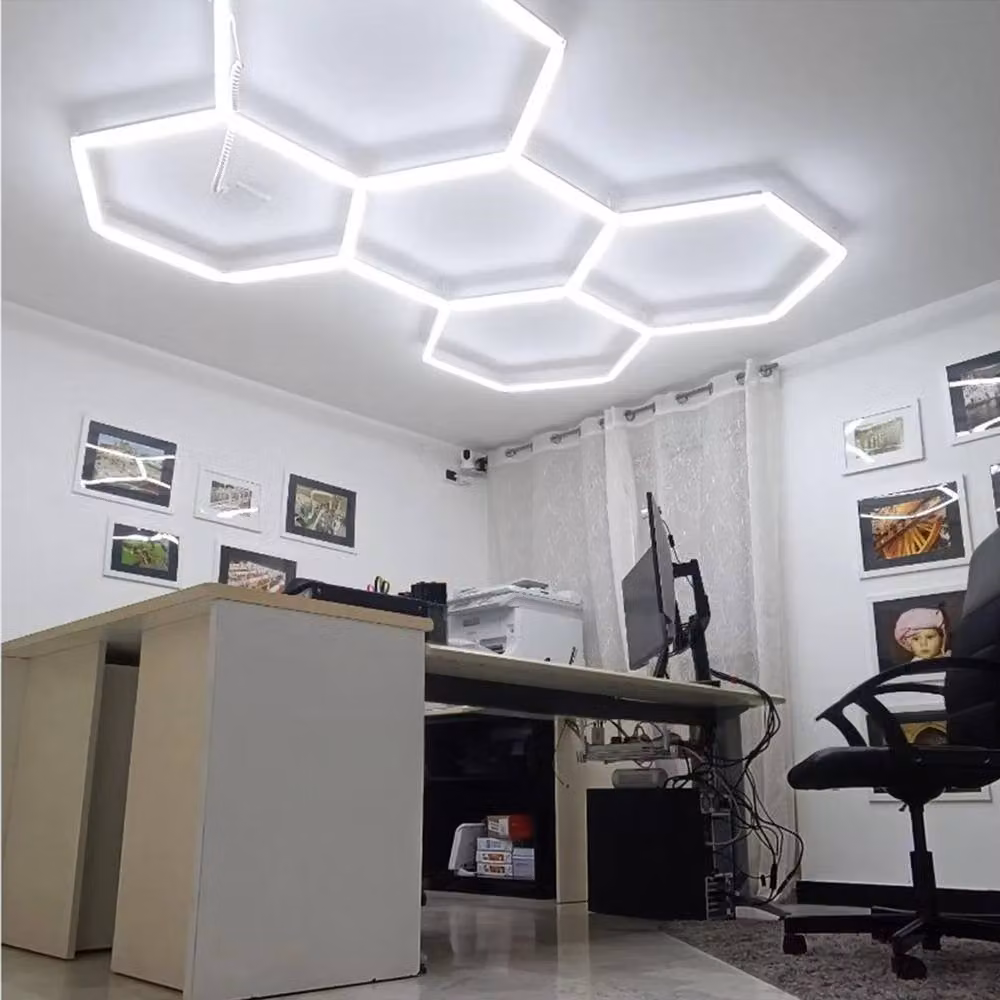 Ventryn 14 Hexagon LED Ceiling Lighting in White for Car Detailing and Garages – 3