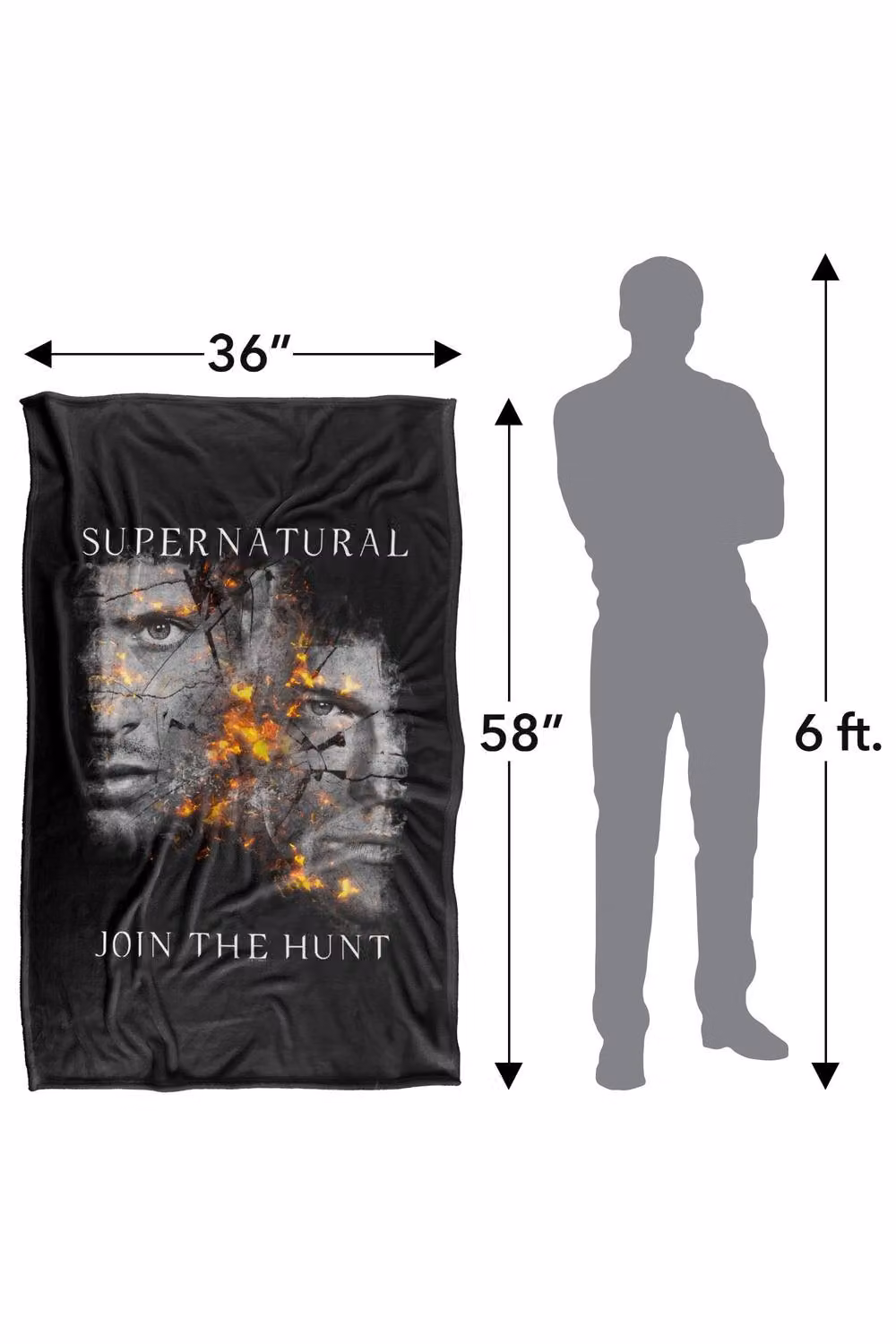 LOGOVISION Supernatural Sam Dean Cracking Portraits Super Soft Fleece Throw Blanket, Multicolour, W: 91 x D: 147 cm – 8
