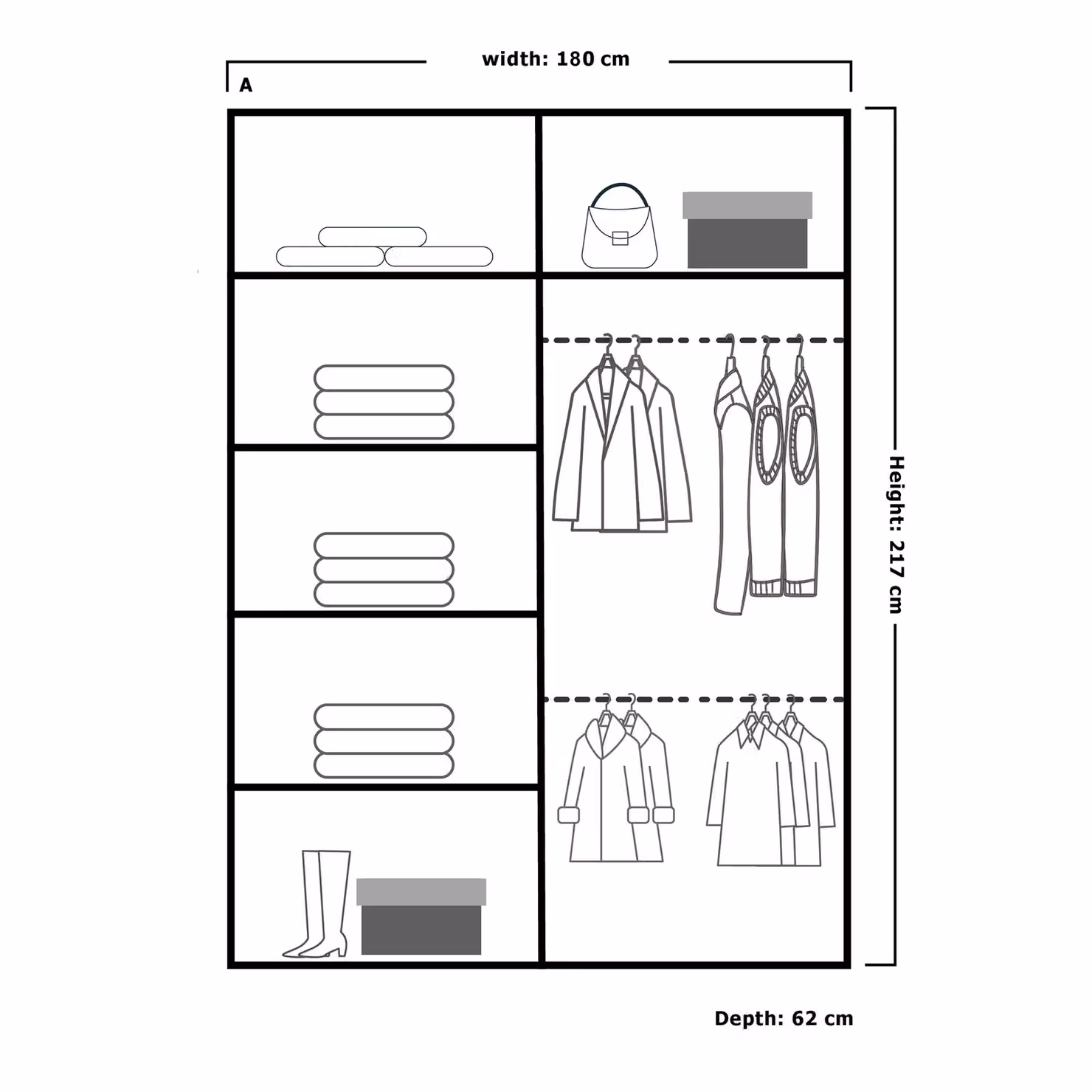 Sliding Wardrobes 4U Eden Double Mirror Sliding Door Wardrobe in Black, W/H: 180 x 217 cm – 3
