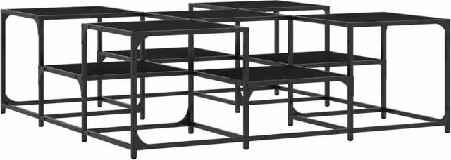 Berkfield Home Black Square Coffee Table in Engineered Wood, W/D/H: 121 x 121 x 40 cm