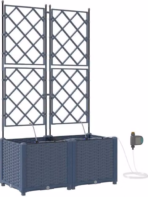 Berkfield Home Garden Planters with Water Irrigation System, 2 Pack, Grey