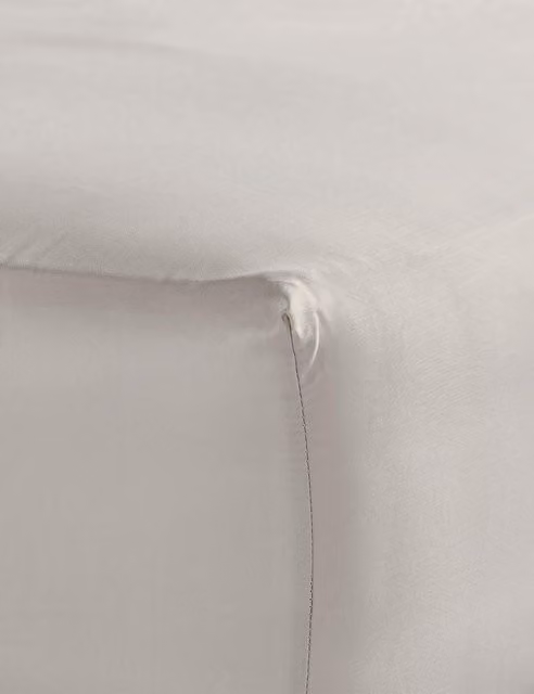 Bedfolk Pure Cotton Deep Fitted Sheet Beige W/D/H: 180 x 200 cm