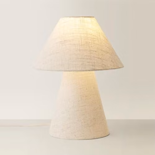 ValueLights Gigi Tapered Fabric Table Lamp in Beige – 1