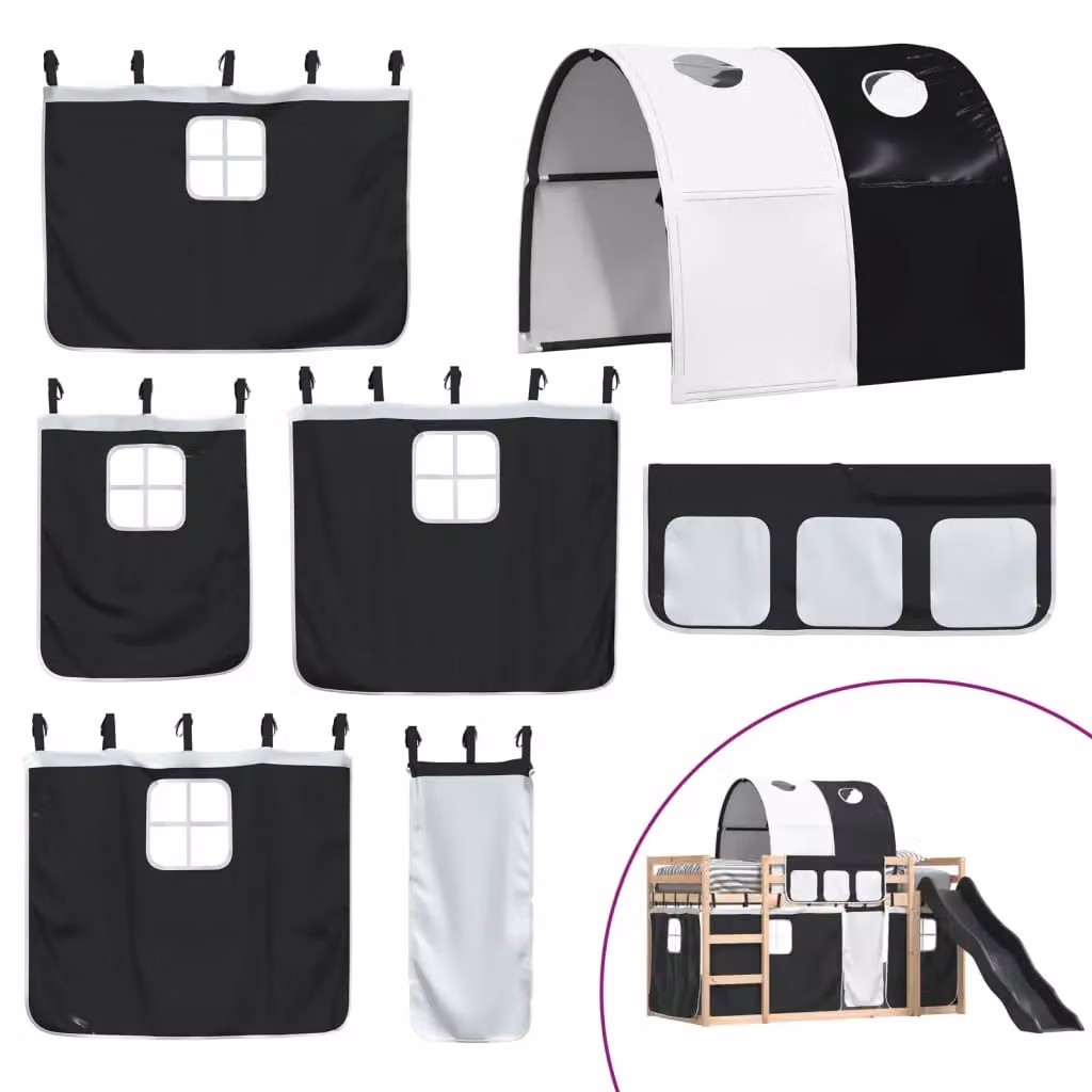Berkfield Home Solid Wood Childrens Bunk Bed with Slide in White and Black, W/D/H: 80 x 200 cm – 3