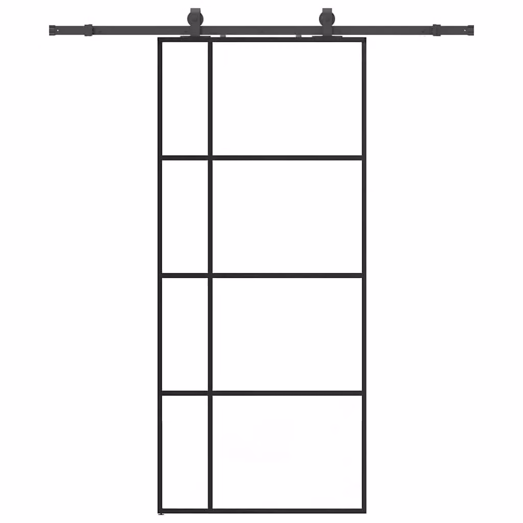 Berkfield Home Modern Sliding Glass Door with Hardware Set in Black, W: 90 cm, H: 205 cm – 2