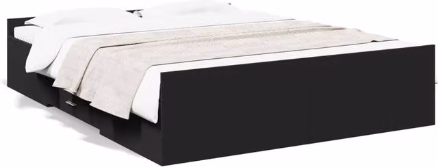 Berkfield Home King Size Bed Frame with Drawers in Black, 150 x 200 cm