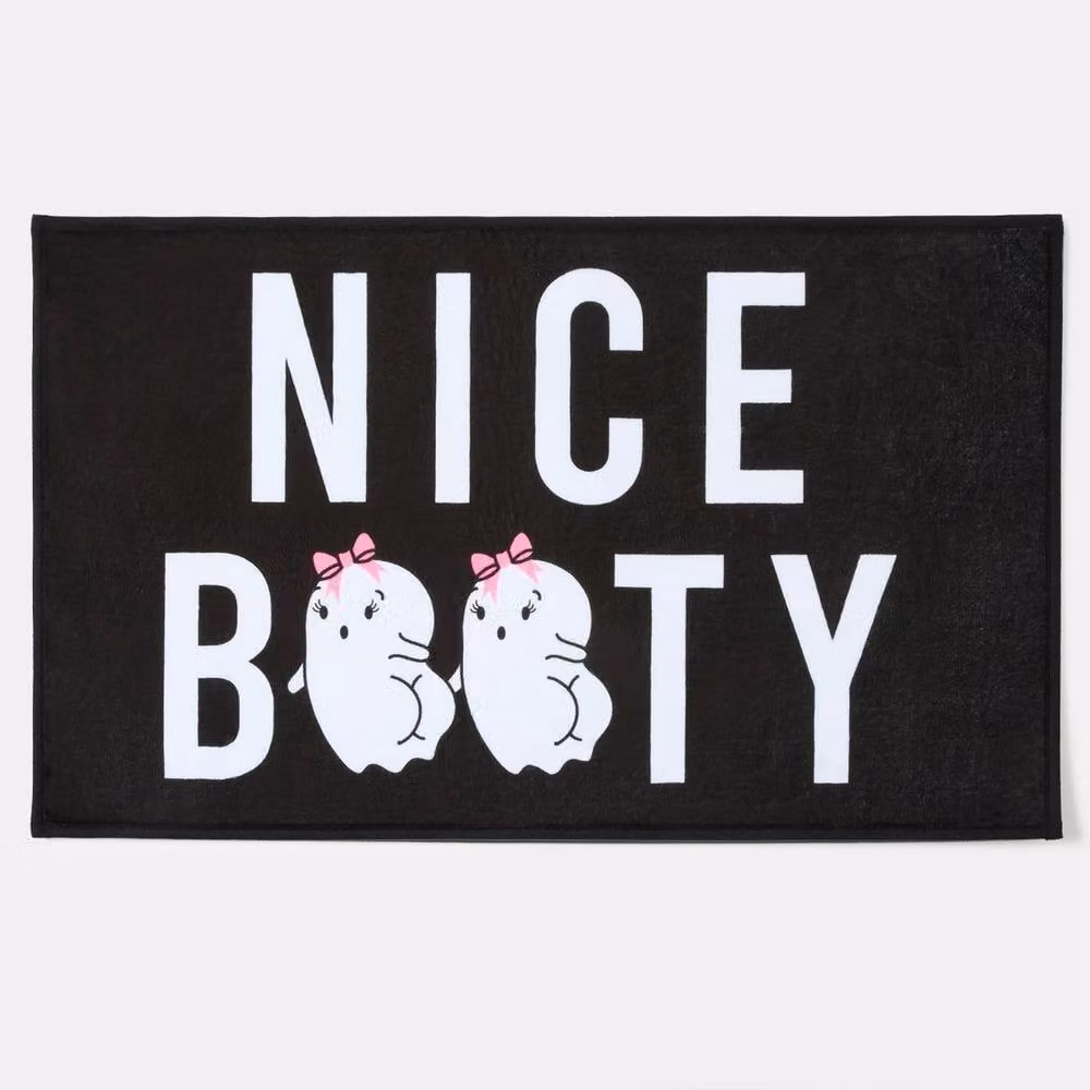 OHS Nice Booty Slogan Non-Slip Halloween Bath Mat in Black – 2