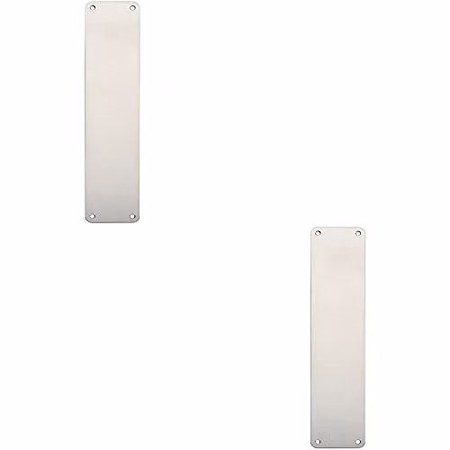 Loops 2 Pack Plain Door Finger Plate in Bright Stainless Steel, W: 35.0 cm, H: 7.5 cm