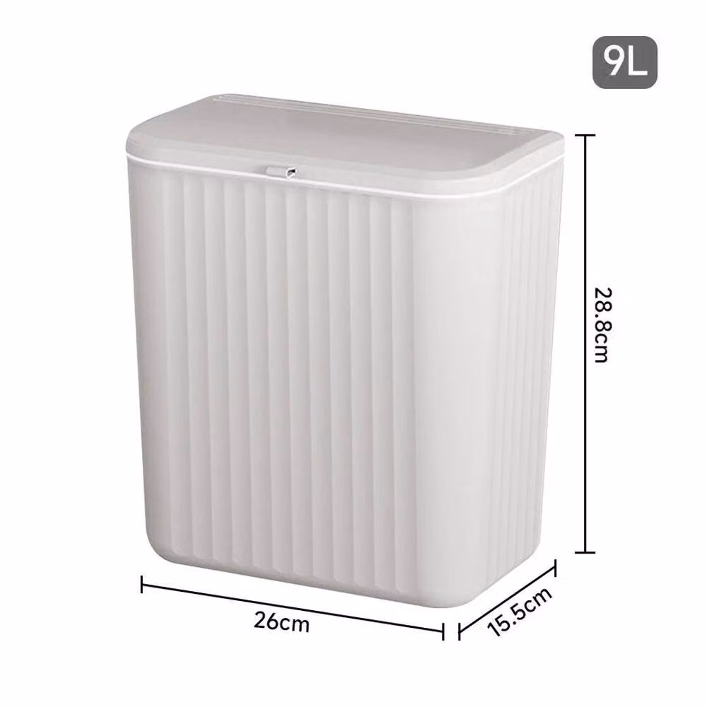 Kelvenix 9 Litre Grey Wall Mounted Plastic Kitchen Cabinet Waste Bin with Flip Lid – 2