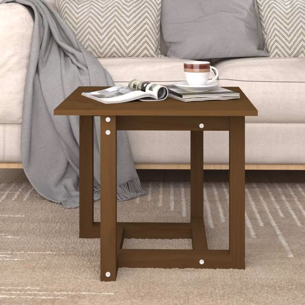 Berkfield Home Rustic Square Coffee Table in Honey Brown Solid Pine, W/D/H: 50 x 50 x 45 cm – 2