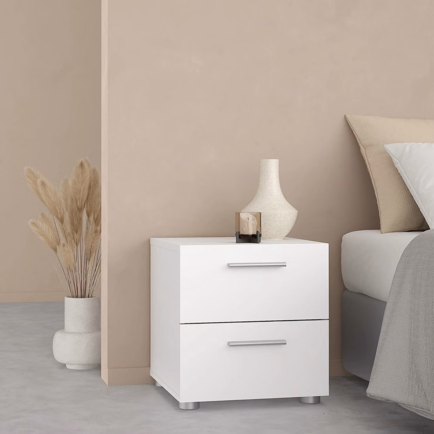 Furniture To Go Pepe 2 Drawer Bedside Cabinet in White – 2