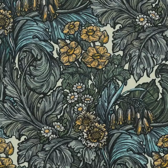 HOUSE Llewelyn-Bowen Hedgerovia Printed Velvet Fabric Tropicana in Blue, Green, Yellow and Multicolour