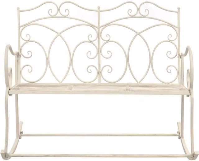 Berkfield Home Antique White Metal Garden Bench, Width: 104 cm