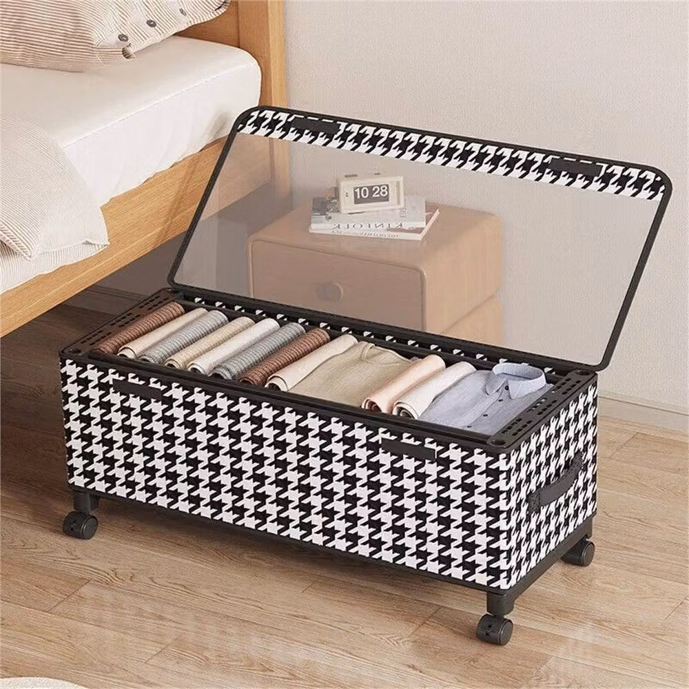 Nordara Black Fabric Clothes Organiser Storage Box with Wheels, W/D/H: 57 x 29 x 30 cm – 4