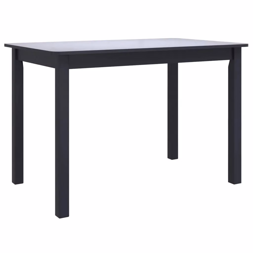 Berkfield Home Modern Black Rectangular Dining Table in Solid Rubberwood, W: 114 cm, D: 71 cm, H: 75 cm – 2