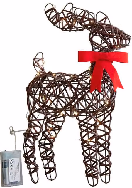 Samuel Alexander Brown Battery Operated Christmas Reindeer with Red Bow and 30 White LEDs, 40 cm – 4