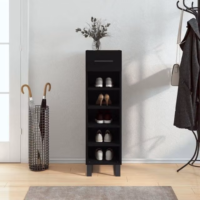 Berkfield Home Industrial Black Wall Mounted Shoe Cabinet W/D/H: 30 x 35 x 105 cm