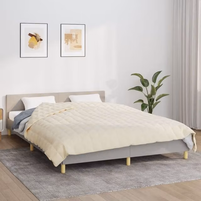 Berkfield Home Weighted Blanket in Beige, W/D/H: 220 x 230 cm, 13 kg