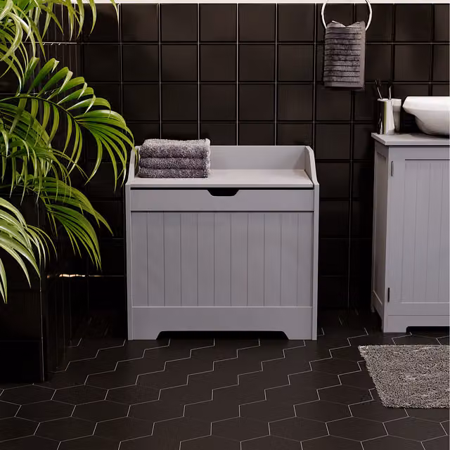 Bath Vida Priano Laundry Chest in Grey with Handles