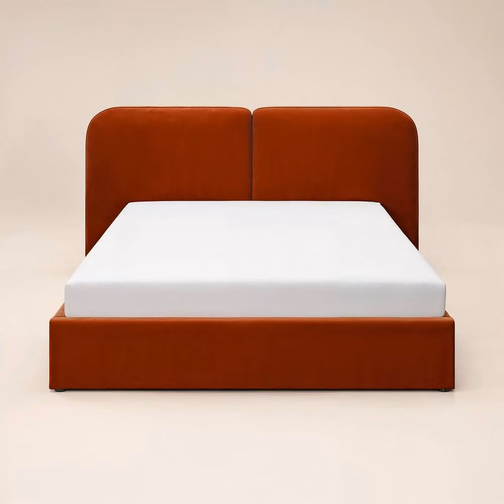 Solace+Co Lena Velvet Ottoman Bed in Orange, W/D/H: 180 x 200 x 94 cm – 3