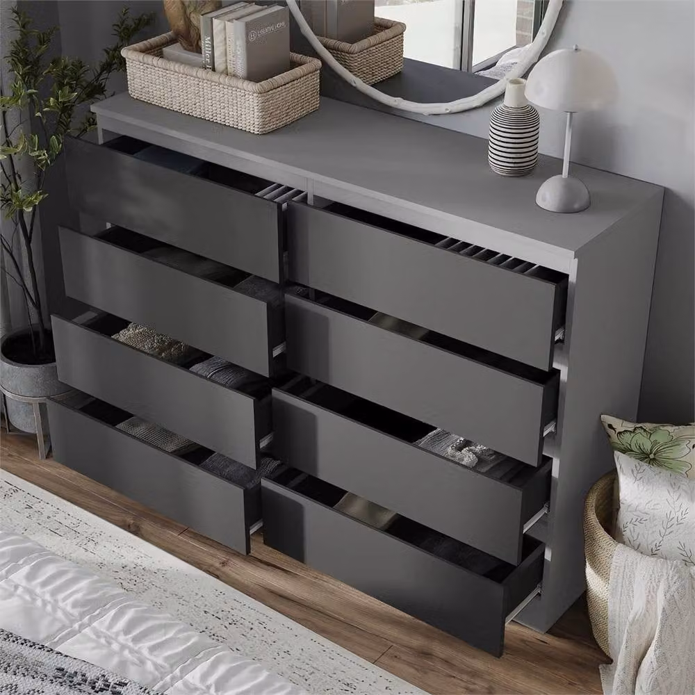 FORGEVIO Modern 8 Drawer Chest in Grey and Black – 3