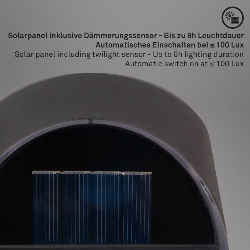 Briloner LED Solar Outdoor Wall Light in Black with Warm White 3000K and Dusk Sensor, IP44 Rated – 4