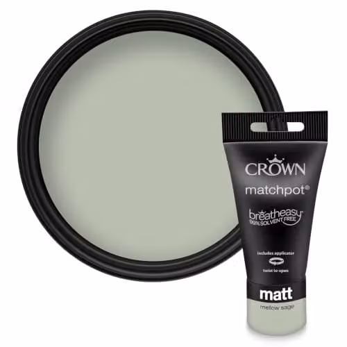 Crown Walls & Ceilings Sage Green Matt Water Based Paint Tester Pot 40ml – 1