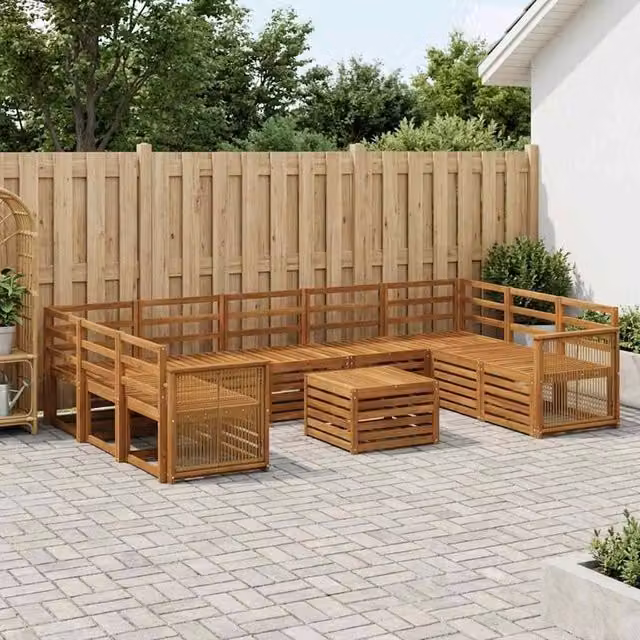 Berkfield Home Solid Acacia Wood Sofa Set in Brown – 1