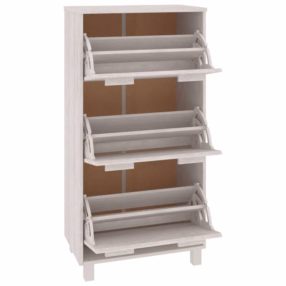 Berkfield Home HAMAR White Solid Wood Pine Shoe Cabinet W/D/H: 59.5 x 35 x 117 cm – 3