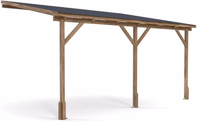 Dunster House Utopia Wooden Lean-to Pent Gazebo in Brown, W 400 cm x D 300 cm