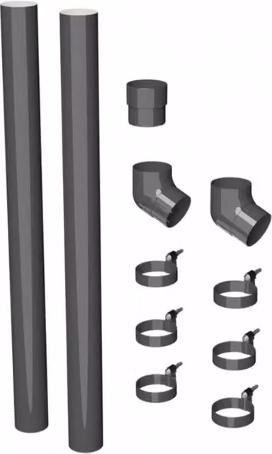 Galeco Round PVC Offset Downpipe Kit in Graphite Grey, 100mm Diameter