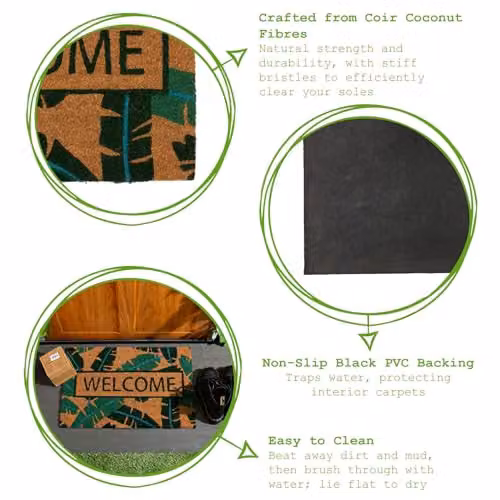 Nicola Spring Banana Leaf Coir Door Mat Set of 2, Multicolour, W/D: 60 x 40 cm – 3
