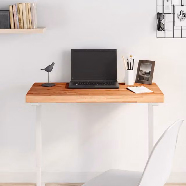 Berkfield Home Rectangular Solid Wood Beech Table Top, Brown, W: 80 cm, D: 40 cm, H: 4 cm – 1