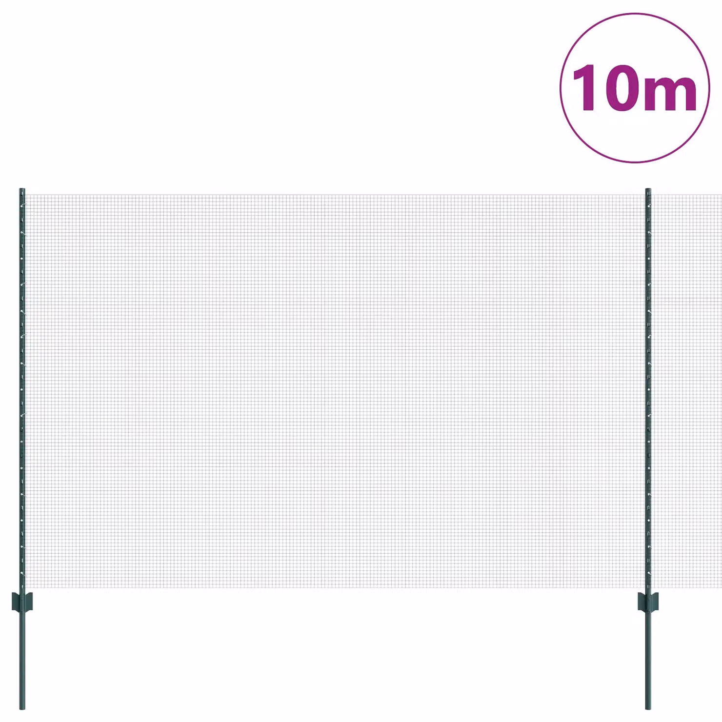 Berkfield Home Green Galvanised Steel Welded Wire Fence with 5 U-Profile Posts, W: 10 m, H: 1.6 m – 2