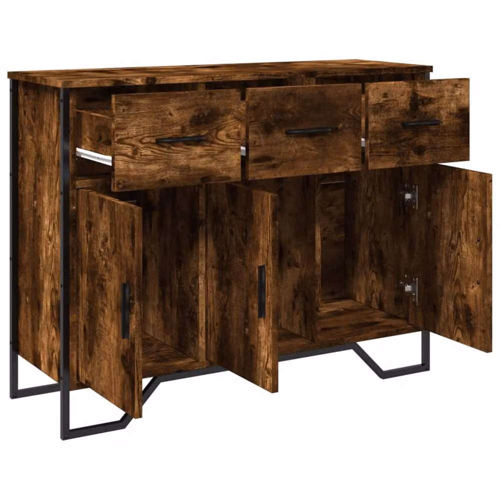 Berkfield Home Modern Smoked Oak Sideboard in Brown, W: 97 cm, D: 32.5 cm, H: 74.5 cm – 4