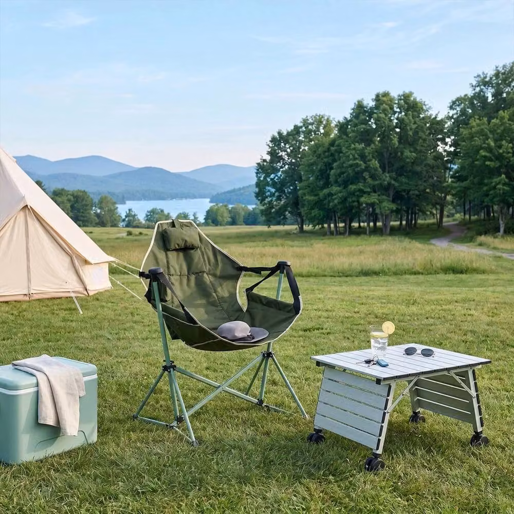 NESTLUNE Green Breathable Garden and Camping Hammock Chair with Cup Holders, W/D/H: 100 x 15 x 15 cm – 3