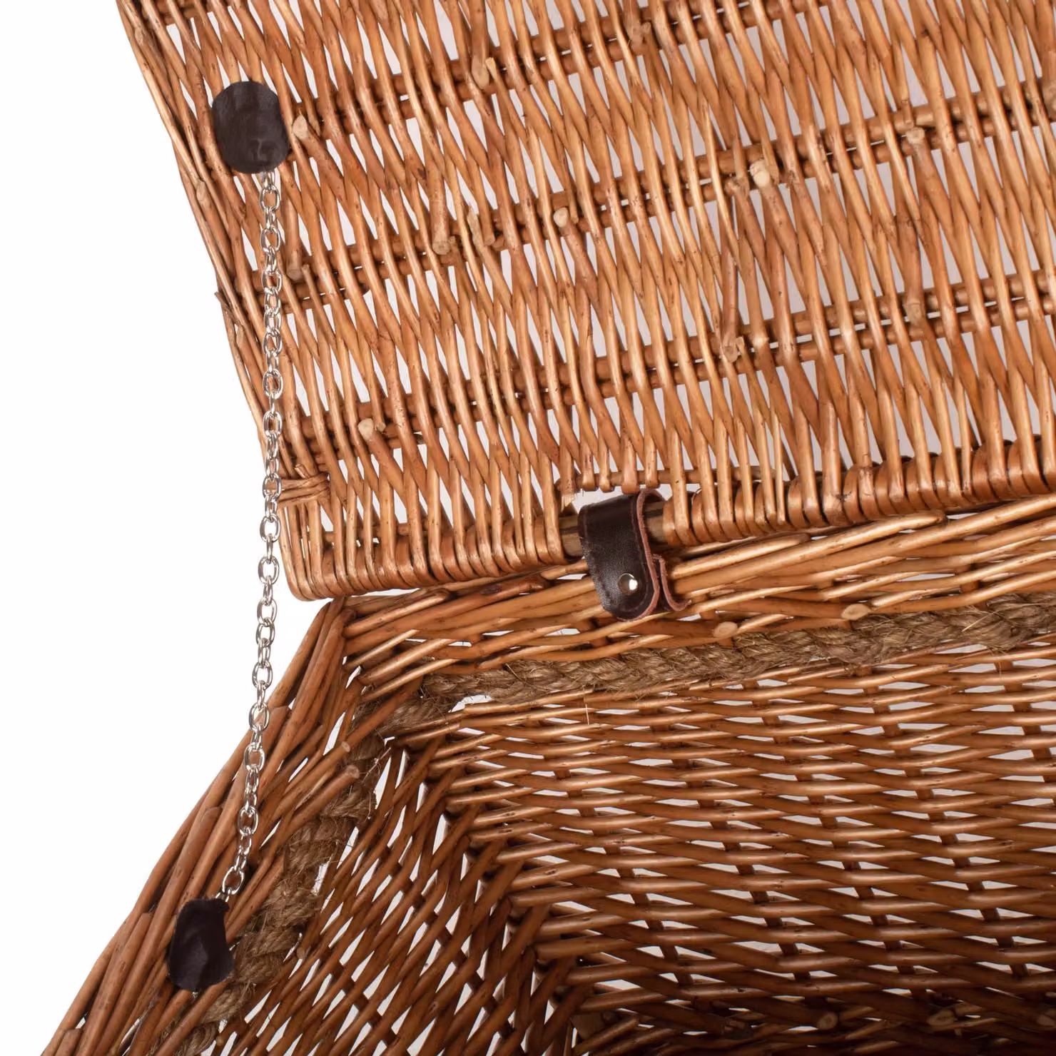 Red Hamper Wicker Trunk with Rope Handles in Brown and Red, W/D/H: 62.0 x 40.0 x 29.0 cm – 3