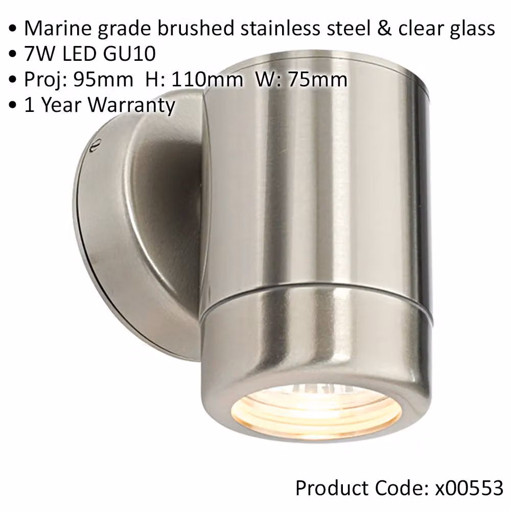 Loops 4 Pack Dimmable IP65 Outdoor Wall Downlight, 7W GU10 LED, Stainless Steel and Glass in Silver – 2