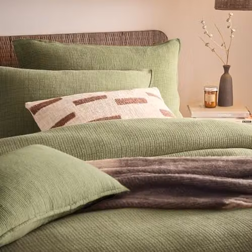 Riva Home Yard Reversible Plain Cotton Duvet Cover, Yellow/Beige, W: 140 cm, L: 200 cm